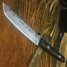 Flutter-cuchillo recto de acero G10 de 67 capas, forja manual de madera de Damasco, núcleo de acero, supervivencia de rescate, color negro 2024 - compra barato