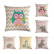 Cute Cartoon Cushion Cover Fish Elephant Crab Monkey Hors Owl Cock Pillow Case For Kids Room Decoration Nursery Room  ZY255 2024 - buy cheap