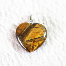 Cuentas de piedra de ojo de Tigre, colgante de corazón de 25x30mm, joyería artesanal, 3 uds., B828 2024 - compra barato