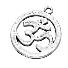 High quality 50 PCS/Lot 29mm*25mm jewelry handmade antique silver plated vintage religious om charms 2024 - buy cheap