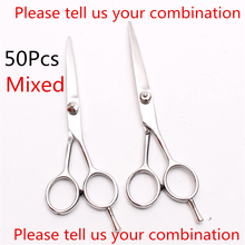 100Pcs 5.5" 6" Customize Logo Hairdressing Scissors 440C 62HRC Bang Cut Barbers Cutting Scissors Regular Shears Styling Tool DIY 2024 - buy cheap