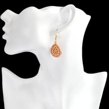 8 temporadas pendientes colgantes de moda gancho color dorado ajuste naranja rojo verde diseño oval gota de agua colgante pendientes de moda, 1 par 2024 - compra barato