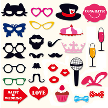 29pcs Wedding Photo Booth Props Funny Crown Tie DIY Lips Mask Glasses Mustache Lip On A Stick Wedding Birthday Party Supplies 2024 - buy cheap