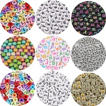 New 100pcs/lot Mixed Acrylic Square English Alphabet Letter Beads Charms Bracelet Necklace For DIY Jewelry Making Accessories 2024 - buy cheap