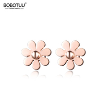 BOBOTUU Classic Cute Small Daisy Flower Stud Earrings Rose Gold Color Stainless Steel Trendy Earrings Jewelry For Women BE17028 2024 - buy cheap