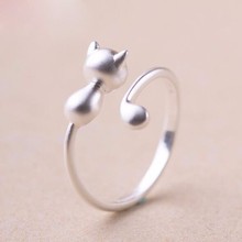 Fashion Silver Color Ring Sweet Cute Cat Kitty Open Ring Jewelry Kitty Cat Style Summer Fine Jewelry 2024 - buy cheap