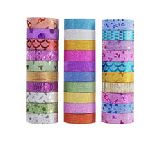 Washi-Cinta adhesiva de papel brillante para manualidades, álbum de recortes de papelería, cintas decorativas de Color, suministros escolares, papelería, 10 Uds. 2024 - compra barato