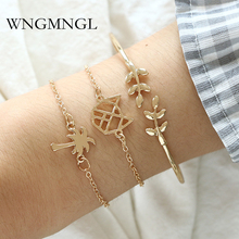 WNGMNGL 3pcs/Set Fashion Bohemia Olive branch Coco Link Chain Charm Bracelet Bangle for Women Gold Bracelets Female Jewelry Gift 2024 - buy cheap