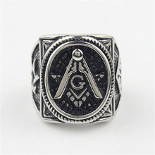 Men's Silver color Oval Freemason Templar Masonic Ring Men's Jewelry 2024 - buy cheap