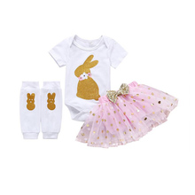 3 Pieces Sets Newborn Infant Baby Girl Clothing 2022 Spring Autumn Cotton Rabbit Print Toddler Bodysuit+Tutu Skirt+Tights Pants 2024 - buy cheap