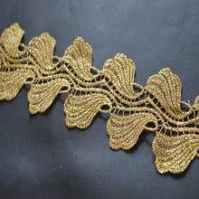 3yds/lot golden lace fabric 8.5cm wide Wedding Dress Symmetrical gold leaf Gold Thread Embroidery Lace Accessories Trim 2018201 2024 - buy cheap