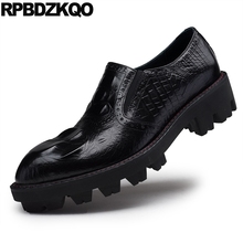 Sapato masculino de couro genuíno estilo europeu, calçado de crocodilo de marca de luxo preto, borgonha, itália, novo bico fino, tamanho grande 2024 - compre barato
