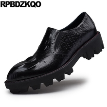 Men European Pointed Toe Large Size Genuine Leather Black Burgundy Italy Alligator New Creepers Brand Luxury Crocodile Shoes 2024 - buy cheap