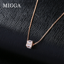 MIGGA AAA Cubic Zircon Clover Pendant Necklace Rose Gold Color CZ Stone Clavicle Chain Women Jewelry 2024 - buy cheap