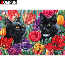 HOMFUN 5D DIY Diamond Painting Full Square/Round Drill "Animal cat" Embroidery Cross Stitch gift Home Decor Gift A08273 2024 - buy cheap