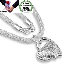 OMHXZJ Wholesale Personality Fashion OL Woman Girl Party Wedding Gift Silver Heart Mesh Tube 925 Sterling Silver Necklace NC02 2024 - buy cheap