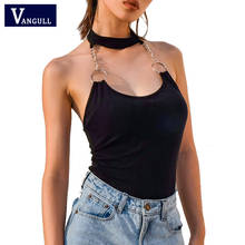 VANGULL Sexy Backless Bodysuit Women Halter Bodycon 2019 Summer Fashion Metal Chain Bodysuits Female Choker Romper Jumpsuits 2024 - buy cheap