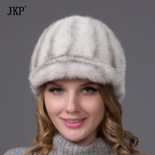 100% Real Whole Fur Mink Fur Caps Visors Cute for Women Real Leather Winter Mink Fur Hat Visors 2024 - buy cheap