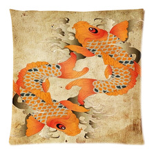 Vintage Fancy Carp&Koi Fish Background Two Side Printed Throw Pillow Case&Cotton Linen Cushion Cover 17.7"X17.7"(45 X 45CM) 2024 - buy cheap