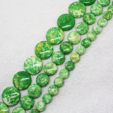 Mini. Order is $7! 10,14,20mm Green Snow jades stones Flat Round Wafer DIY Jewelry Making Loose Beads 15" 2024 - buy cheap