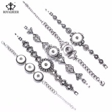 ROYALBEIER New 5pcs/lot Five Styles Zinc Alloy Snap Jewelry Vintage 18mm Metal Snap Button Bracelet Bohemian SZ0563 2024 - buy cheap