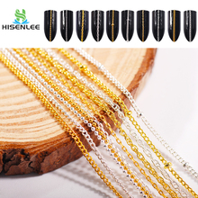 10 Types Gold/Silver Fashion Delicate Nail Art Metal Chain 50cm Rock Punk Style 3D Art Chain Decorations For DIY Manicure 2024 - buy cheap