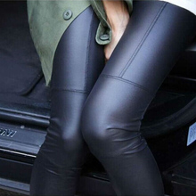 Fashion Patchwork  Women Leggings Repair Fitting Female Pants Ankle Length Trousers Faux Leather Leggings 2024 - buy cheap