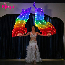 Ruoru-velos luminosos de seda para danza del vientre, luz LED de arco iris, para mujeres, disfraces de baile, danza Oriental, 90x180cm 2024 - compra barato