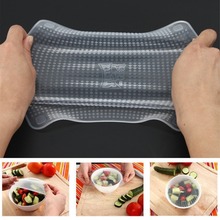 New 4pcs  Reusable Silicone Food Wraps Seal Vacuum Cover Lid Stretch Multifunctional Food Fresh Keeping Saran Wrap Kitchen Tools 2024 - buy cheap