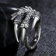 Blucome-garra de anillo con diseño Retro Unisex, anillos abiertos con garra de águila, Color plata antigua 2024 - compra barato