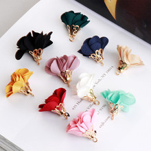 Wholesale Silk Fabric Rose Flower Tassel Charms DIY Jewelry Findings Ornament Accessories Floral Tassels Pendant Charm 60pcs 2024 - buy cheap