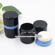 Caja de polvo con forma de seta negra, frasco de colorete pequeño con tapa negra y azul, frasco vacío de plástico, contenedor de polvo suelto, 20ml/g 2024 - compra barato