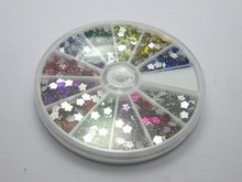 1200 Acrylic FlatBack Mini Flower Gems Rhinestones 4mm with Wheel 12 Colour Nail Art 2024 - buy cheap