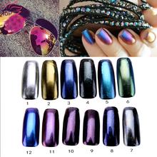 1g 12 Solid Color Nail Mirror Glitter Powder Shinning Dust Nail Art DIY Chrome Pigment Glitters JH420 2024 - buy cheap