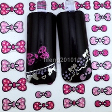 5 Sheets Beauty Glitter 3D Nail Art Stickers Decals For Nail Tips Decoration Tools Pink Bow Tie Design New 2024 - buy cheap