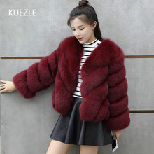 Chaqueta acolchada de piel de zorro de imitación para mujer, Parkas gruesas y cálidas, versión coreana del otoño 2018 2024 - compra barato