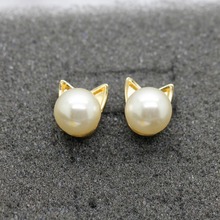 12 pair/lot fashion jewelry accessories kitty cat ear pearl stud earrings 2024 - buy cheap