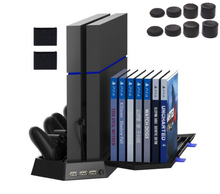 Вертикальный стоячий вентилятор для PS4, контроллер с зарядной станцией и CD-диском для PlayStation 4, консоли PS4, контроллер + 8 крышек 2024 - купить недорого