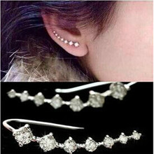 High Quality Fashion Elegant Chic New Silvery Golden Rhinestone Crystal Ear Cuff Piercing Clip Earrings Jewelry For Women Gift 2024 - buy cheap