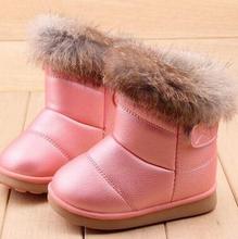 Wholesale Children's NEW Real Rabbit Fur Ankle Snow Boots EU21-30 Kids Shoes Girls Boots Warm Plush Waterproof Winter Soft shoe 2024 - buy cheap