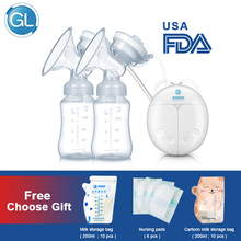 Электрический двойной молокоотсос GL, USB BPA, Бесплатный молокоотсос, для кормления ребенка, с прокладками для кормления, для хранения груди, подарочный набор 2024 - купить недорого