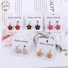 JIOFREE 5 color Korea Style Alloy drop oil  flower shape Clip on Earrings Without Piercing for Women No Ear Hole Earrings 2024 - buy cheap