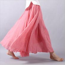 Cotton Linen Maxi Skirt Women Spring Summer Elastic Waist Vintage Solid Pleated Long Skirts Mori Girl Boho Beach Skirt QH1725 2024 - buy cheap