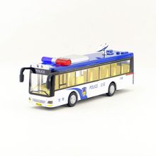 Free Shipping/Diecast Toy Model/Pull Back/Police Security Bus/Sound & Light Cute Car/Educational Collection/Gift For Children 2024 - buy cheap