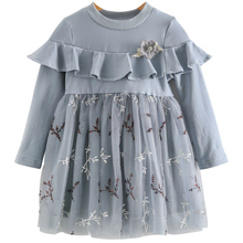 2020 Autumn Winter Cute Flowers Embroidered Dress 2-6Y Girls Long Sleeve Lace Dresses Baby Girls Party Costumes Children Clothin 2024 - buy cheap