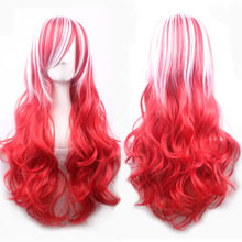 Peluca de pelo sintético para mujer, pelo largo, color blanco y rojo, para disfraz de Halloween, Cosplay, Anime, barata, a la moda 2024 - compra barato