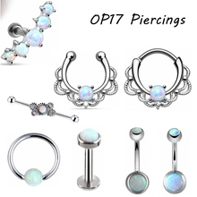 1pc Titanium Steel Opal Stone Septum Nose Ring Opal Ball Closure Nipple Lip Tragus Eyebrow Piercing Earring Rings Body Jewelry 2024 - buy cheap