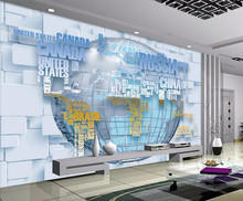 Papel tapiz adhesivo para Mural de pared HD, mapa de letras en inglés, 3D, telón de fondo como de TV, papel de pared 2024 - compra barato
