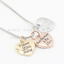 2016 new Unwritten Tri-Tone Moon and Back Pendant Necklace " I love you more than the moon and the stars" necklace 2024 - buy cheap
