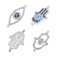 Juya Handmade Turkish Jewelry Material Hamsa Hand Of Fatima Evil Eye Charm Connector Accessories For Needlework Jewelry Making 2024 - buy cheap
